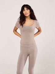 LOVALL Natural Lightweight Short Sleeve Top - Image 1 of 4