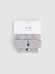 Reiss Soft Grey Melange Talbert 3-6 yrs Wool Motif Beanie Hat and Scarf Set - Image 6 of 6