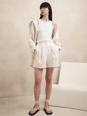 Banana Republic White 100% Linen Racer Vest Top - Image 3 of 4