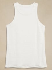 Banana Republic White 100% Linen Racer Vest Top - Image 4 of 4