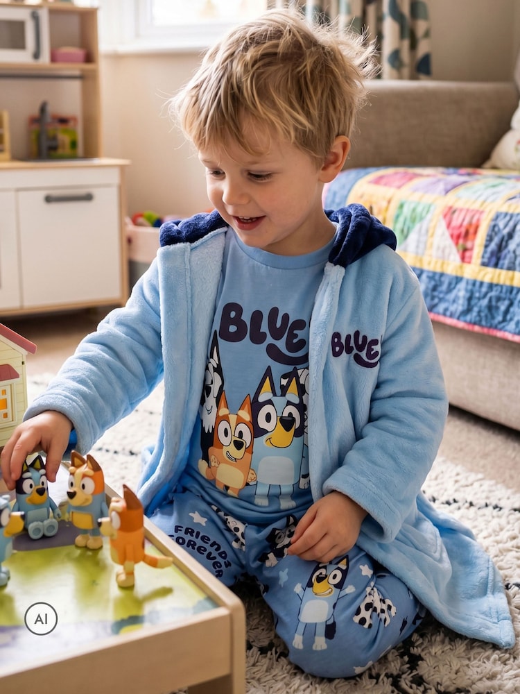 Character Blue Bluey & Bingo Pyjamas Dressing Gown Set - Image 11 of 11 Character Blue Bluey & Bingo Pyjamas Dressing Gown Set - Image 11 of 11