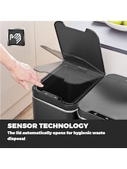 Tower Black Stacked Sensor Recycling Bin - Image 1 of 5