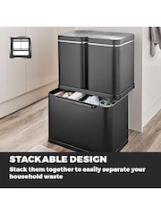 Tower Black Stacked Sensor Recycling Bin - Image 3 of 5