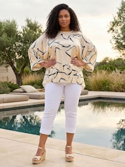 Roman White Mono Print Longline Top - Image 1 of 4