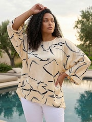 Roman White Mono Print Longline Top - Image 2 of 4
