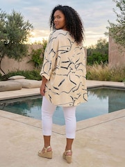 Roman White Mono Print Longline Top - Image 3 of 4
