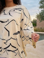 Roman White Mono Print Longline Top - Image 4 of 4