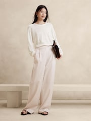 Banana Republic White Linen Dolman Long Sleeve Top - Image 1 of 4