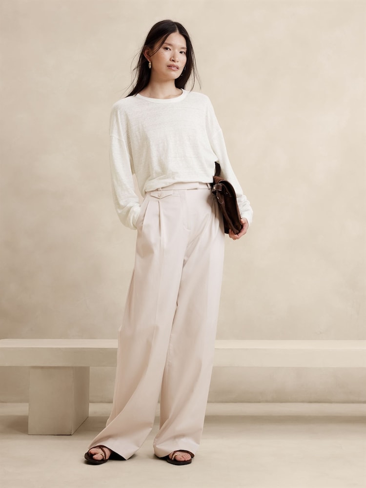 Banana Republic White Linen Dolman Long Sleeve Top - Image 1 of 4