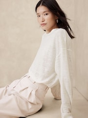 Banana Republic White Linen Dolman Long Sleeve Top - Image 3 of 4