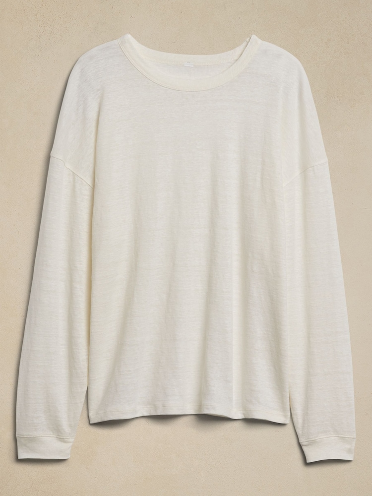 Banana Republic White Linen Dolman Long Sleeve Top - Image 4 of 4