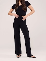LOVALL Black Tall Lightweight Wide Leg Trousers - Image 3 of 4