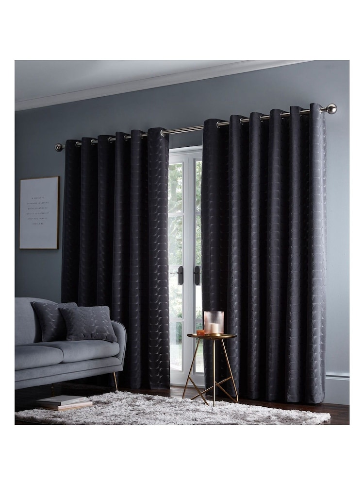 Studio G Charcoal Lucca Eyelet Curtains - Image 1 of 2