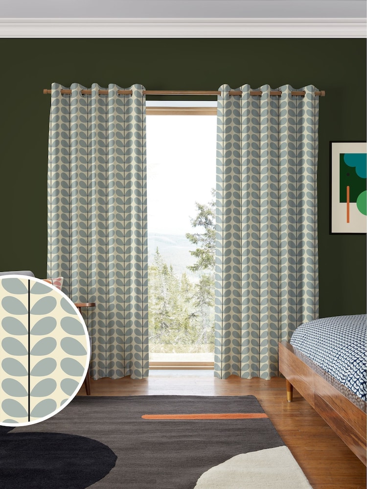 Orla Kiely Blue 100% Cotton Two Colour Stem Made To Measure Curtains - Image 1 of 9