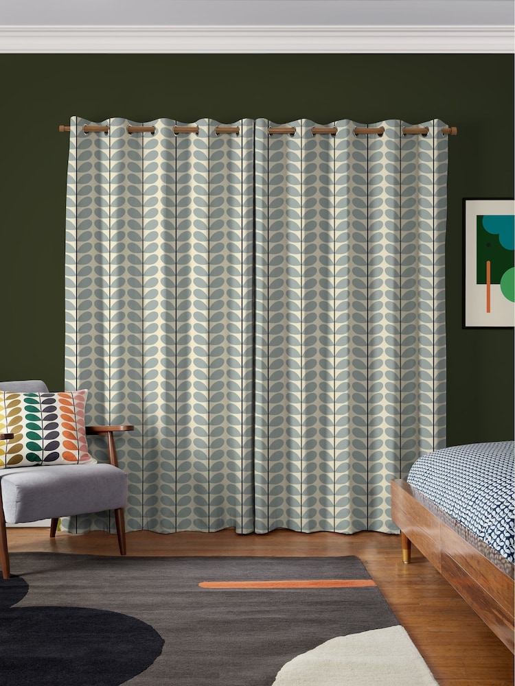 Orla Kiely Blue 100% Cotton Two Colour Stem Made To Measure Curtains - Image 2 of 9