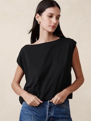 Banana Republic Black Aveline Cotton Sleeveless Top - Image 1 of 1