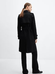 Mango Black Classic Trench Coat With Belt - Image 2 of 7
