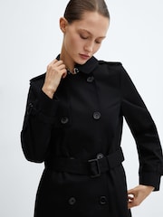 Mango Black Classic Trench Coat With Belt - Image 4 of 7