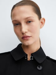Mango Black Classic Trench Coat With Belt - Image 5 of 7