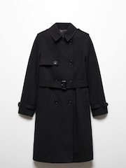 Mango Black Classic Trench Coat With Belt - Image 6 of 7