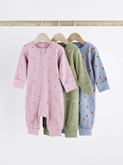 Purple Baby Footless Sleepsuits 3 Pack (0mths-2yrs) - Image 1 of 7