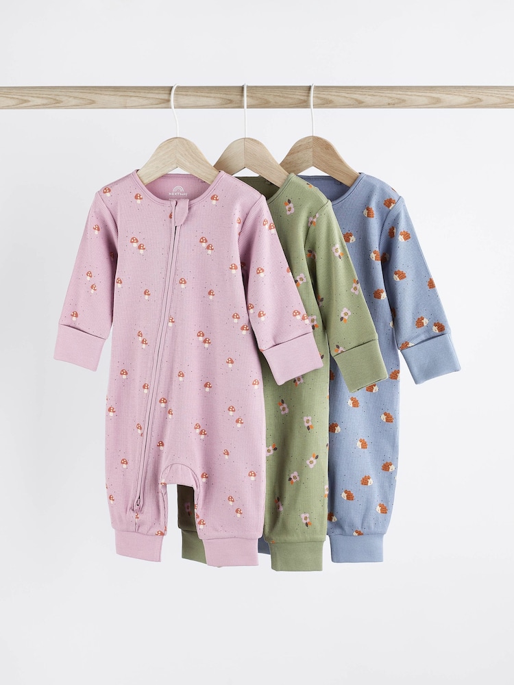 Purple Baby Footless Sleepsuits 3 Pack (0mths-2yrs) - Image 1 of 7