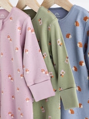 Purple Baby Footless Sleepsuits 3 Pack (0mths-2yrs) - Image 3 of 7