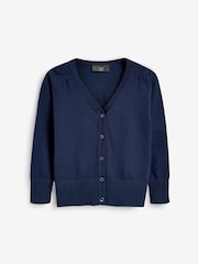 Navy Blue Cotton Rich School V-Neck Cardigan (3-16yrs) - Image 10 of 13