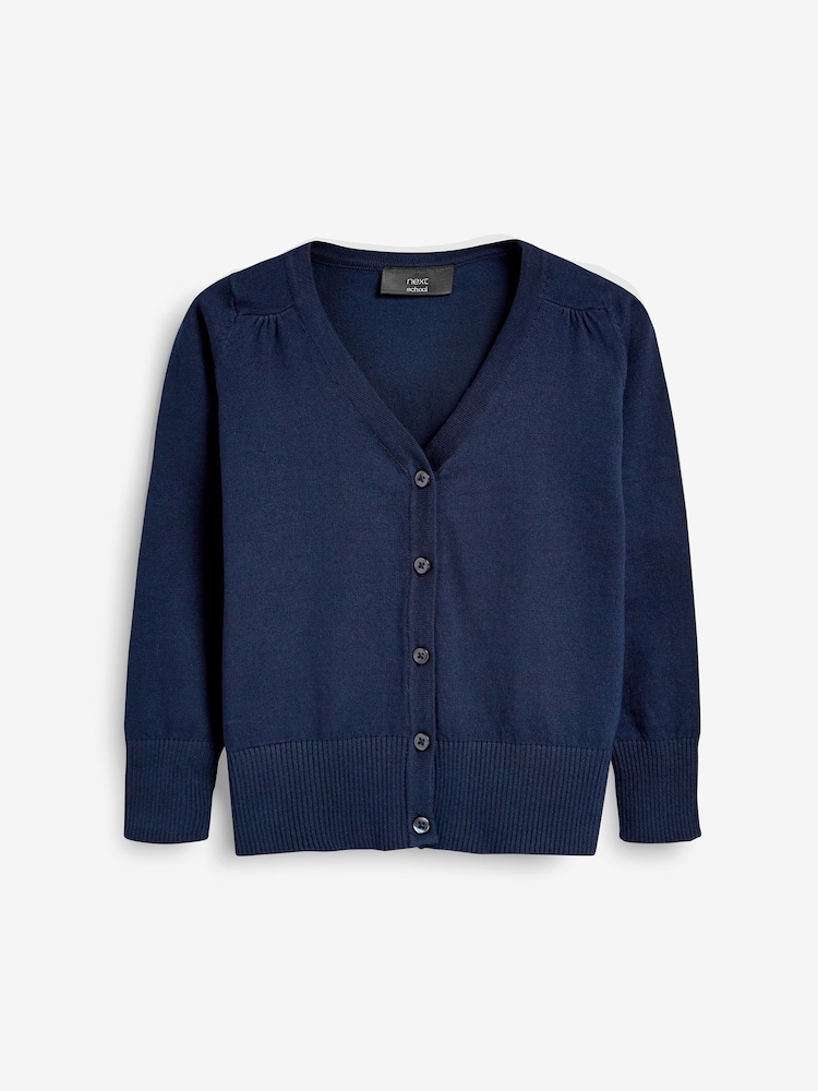 Navy Blue Cotton Rich School V-Neck Cardigan (3-16yrs) - Image 11 of 13