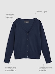 Navy Blue Cotton Rich School V-Neck Cardigan (3-16yrs) - Image 12 of 13