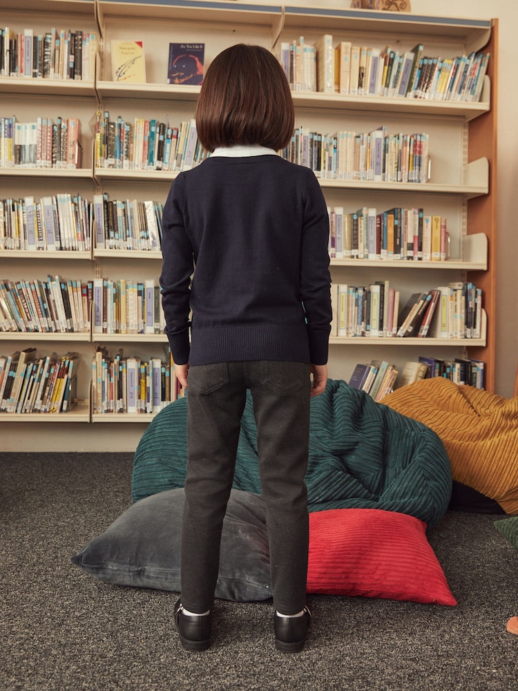 Navy Blue Cotton Rich School V-Neck Cardigan (3-16yrs) - Image 5 of 13