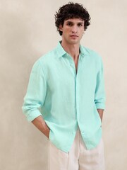 Banana Republic Teal Blue Castello Linen Shirt - Image 1 of 1