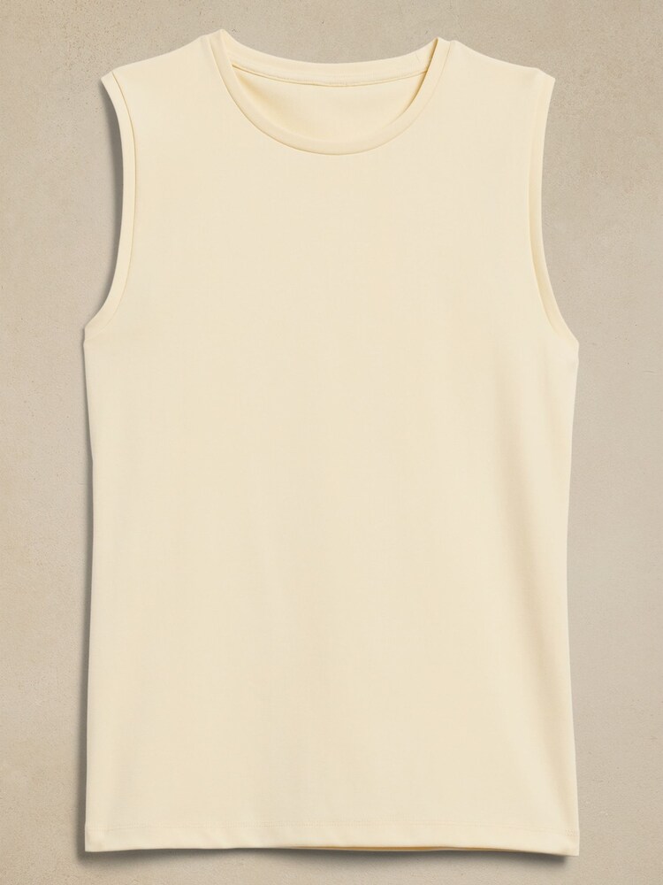Banana Republic Cream Refined Cotton Sleeveless Vest - Image 4 of 4 Banana Republic Cream Refined Cotton Sleeveless Vest - Image 4 of 4