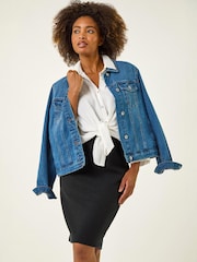 Roman Black Soft Pencil Stretch Skirt - Image 3 of 4