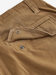 Tan Brown Slim Fit Cotton Stretch Cargo Trousers - Image 10 of 11