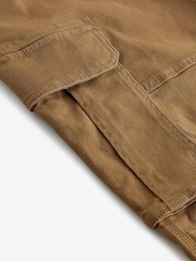 Tan Brown Slim Fit Cotton Stretch Cargo Trousers - Image 11 of 11