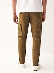 Tan Brown Slim Fit Cotton Stretch Cargo Trousers - Image 4 of 11
