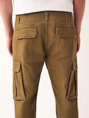Tan Brown Slim Fit Cotton Stretch Cargo Trousers - Image 5 of 11