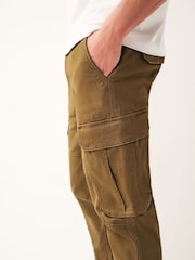 Tan Brown Slim Fit Cotton Stretch Cargo Trousers - Image 6 of 11