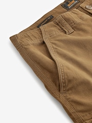 Tan Brown Slim Fit Cotton Stretch Cargo Trousers - Image 9 of 11