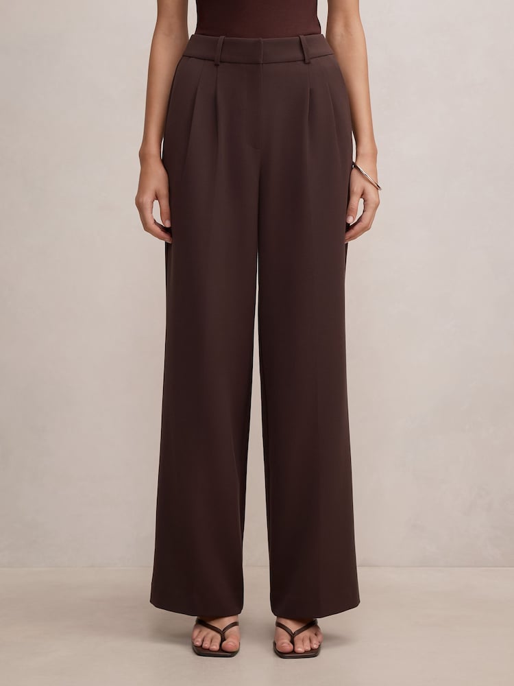Forever New Brown Eva Wide Leg Trousers - Image 1 of 4