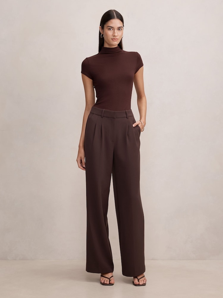 Forever New Brown Eva Wide Leg Trousers - Image 4 of 4
