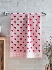 Pink Hearts 100% Cotton Towel - Image 1 of 3