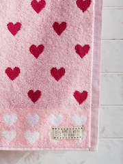 Pink Hearts 100% Cotton Towel - Image 3 of 3