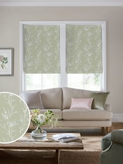 Laura Ashley Green Pussy Willow Made to Measure 100% Cotton Roman Blinds - Image 1 of 6