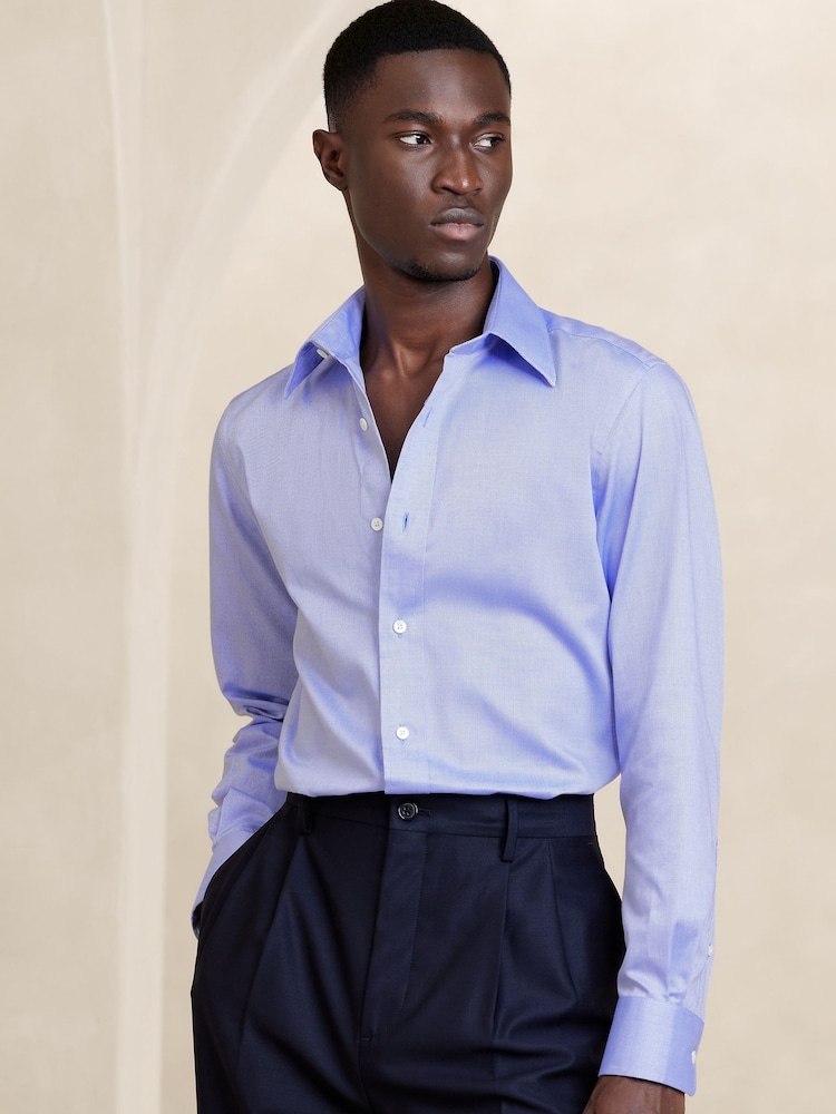 Banana Republic Blue Slim Wrinkle Resistant Dress Shirt - Image 1 of 1