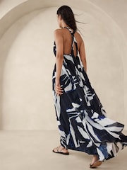 Banana Republic Black/White Odetta Pleated Maxi Dress - Image 2 of 5