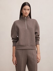 Forever New Brown Hattie Zip Front Lounge Jumper - Image 1 of 5