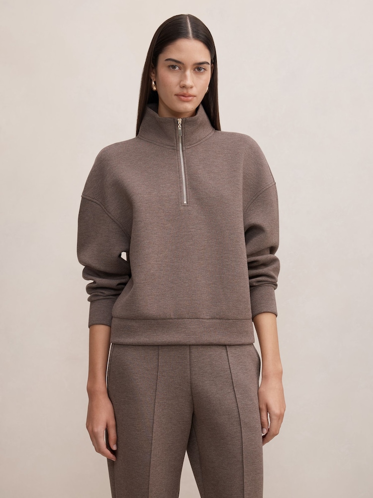 Forever New Brown Hattie Zip Front Lounge Jumper - Image 1 of 5 Forever New Brown Hattie Zip Front Lounge Jumper - Image 1 of 5