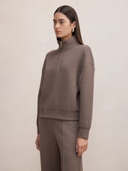 Forever New Brown Hattie Zip Front Lounge Jumper - Image 4 of 5